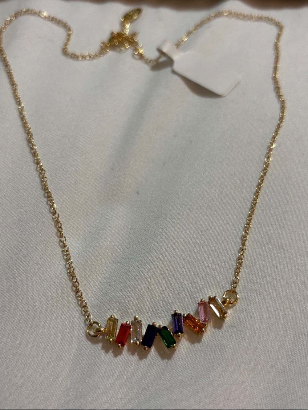 Rainbow Baguette Pendant Necklace